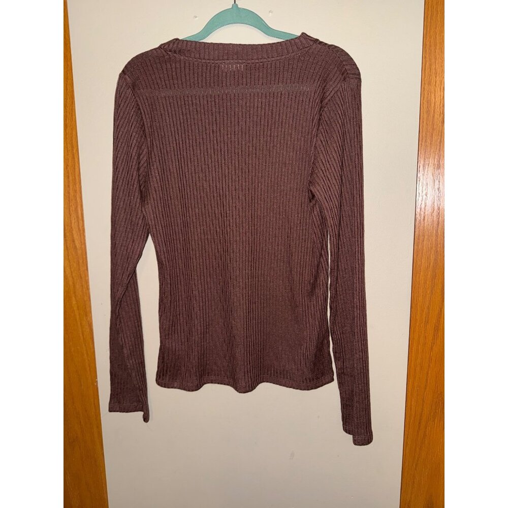 Anthropologie Pilcro Ribbed Long Sleeve Top Brown L - Picture 7 of 8